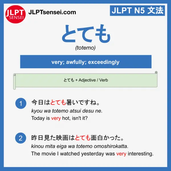 JLPT N5 Grammar: とても (totemo) Meaning – JLPTsensei.com