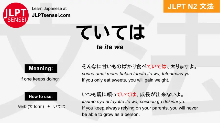 Jlpt N2 Grammar ていては Te Ite Wa Meaning Jlptsensei Com