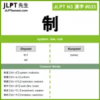 033 制 kanji meaning JLPT N3 Kanji Flashcard