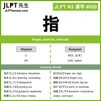 050 指 kanji meaning JLPT N3 Kanji Flashcard