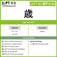 104 歳 kanji meaning JLPT N3 Kanji Flashcard