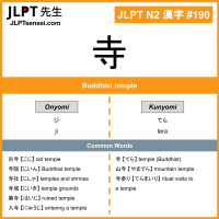 190 寺 kanji meaning JLPT N2 Kanji Flashcard