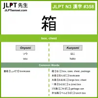 358 箱 kanji meaning JLPT N3 Kanji Flashcard