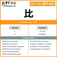 029 比 kanji meaning JLPT N2 Kanji Flashcard
