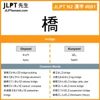 081 橋 kanji meaning JLPT N2 Kanji Flashcard