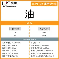 120 油 kanji meaning JLPT N2 Kanji Flashcard