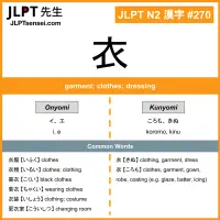 270 衣 kanji meaning JLPT N2 Kanji Flashcard