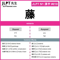 010 藤 kanji meaning JLPT N1 Kanji Flashcard