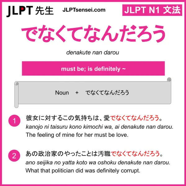 JLPT N1 Grammar: でなくてなんだろう (denakute nan darou) Meaning – JLPTsensei.com