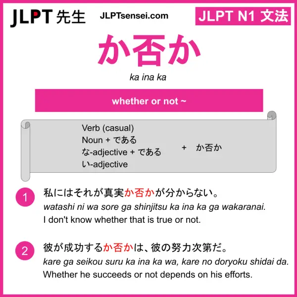 JLPT N1 Grammar: か否か (ka ina ka) Meaning – JLPTsensei.com