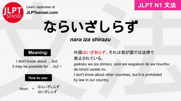 nara iza shirazu ならいざしらず jlpt n1 grammar meaning 文法 例文 japanese flashcards