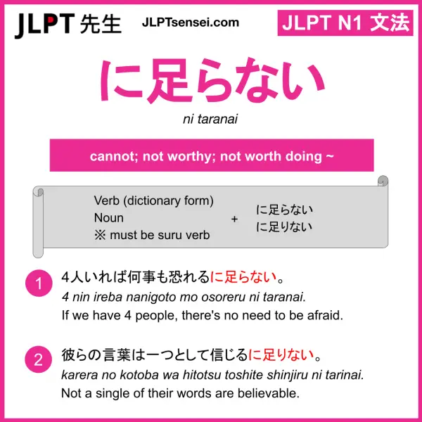 Jlpt N1 Grammar に足らない に足りない Ni Taranai Ni Tarinai Meaning Jlptsensei Com