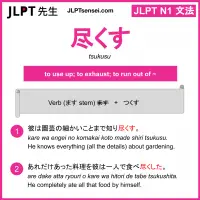 tsukusu 尽くす つくす jlpt n1 grammar meaning 文法 例文 learn japanese flashcards