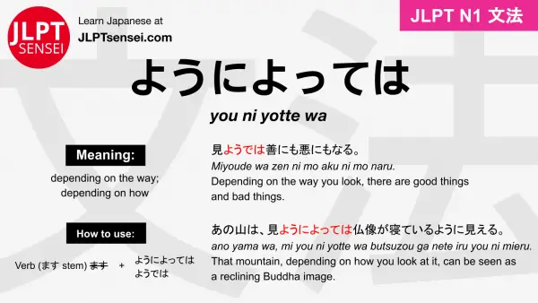 you ni yotte wa ようによっては jlpt n1 grammar meaning 文法 例文 japanese flashcards