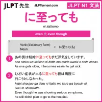 ni itattemo に至っても にいたっても jlpt n1 grammar meaning 文法 例文 learn japanese flashcards