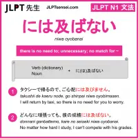 niwa oyobanai には及ばない にはおよばない jlpt n1 grammar meaning 文法 例文 learn japanese flashcards