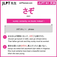 sazo さぞ jlpt n1 grammar meaning 文法 例文 learn japanese flashcards
