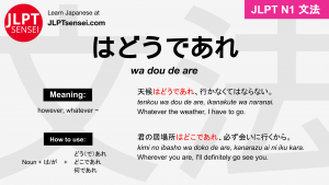 wa dou de are はどうであれ jlpt n1 grammar meaning 文法 例文 japanese flashcards