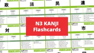 JLPT N3 Kanji List Flashcards Japanese 漢字