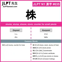 035 株 kanji meaning JLPT N1 Kanji Flashcard