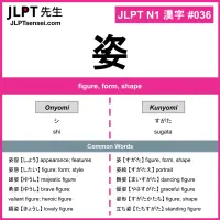 036 姿 kanji meaning JLPT N1 Kanji Flashcard