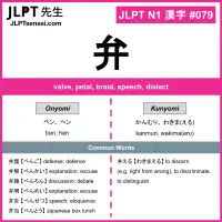 079 弁 kanji meaning JLPT N1 Kanji Flashcard