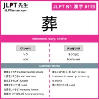 119 葬 kanji meaning JLPT N1 Kanji Flashcard
