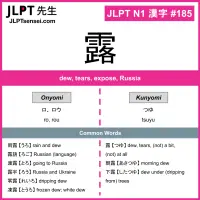 185 露 kanji meaning JLPT N1 Kanji Flashcard