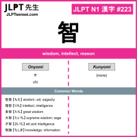 223 智 kanji meaning JLPT N1 Kanji Flashcard