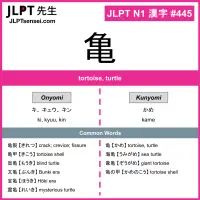 445 亀 kanji meaning JLPT N1 Kanji Flashcard