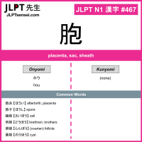 467 胞 kanji meaning JLPT N1 Kanji Flashcard
