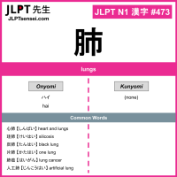 473 肺 kanji meaning JLPT N1 Kanji Flashcard