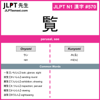 570 覧 kanji meaning JLPT N1 Kanji Flashcard