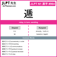 964 逓 kanji meaning JLPT N1 Kanji Flashcard