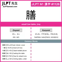 1126 膳 kanji meaning JLPT N1 Kanji Flashcard