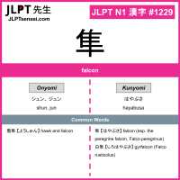 1229 隼 kanji meaning JLPT N1 Kanji Flashcard