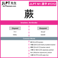 1312 蕨 kanji meaning JLPT N1 Kanji Flashcard