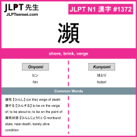 1372 瀕 kanji meaning JLPT N1 Kanji Flashcard