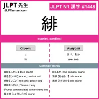 1448 緋 kanji meaning JLPT N1 Kanji Flashcard